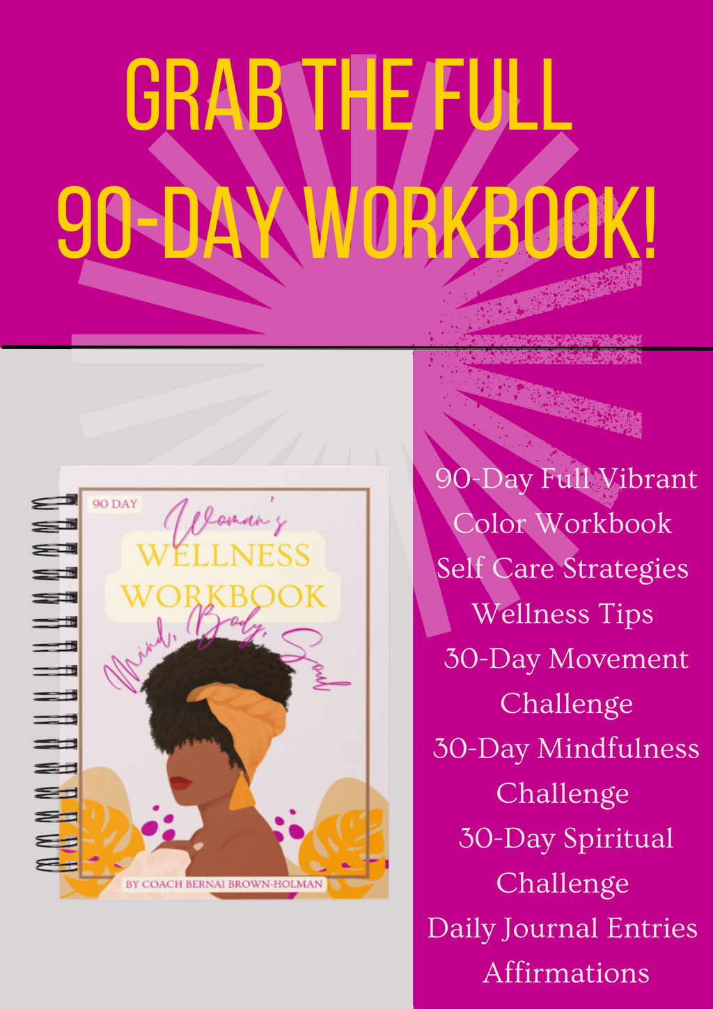 90 Day Women's Wellness Workbook- Mind, Body, Soul EBOOK